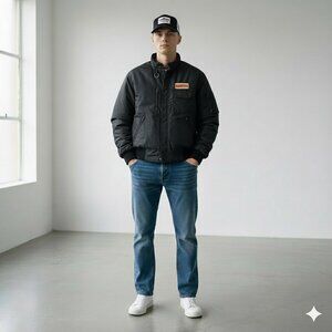 Vintage 1980's Pla-Jac Schinder National Racing Bomber Trucker Jacket Men's 42